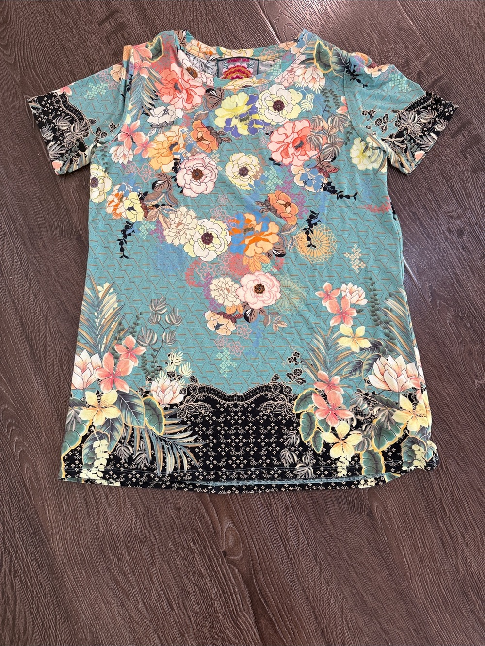 Johnny Was Short Sleeved Tee Millay Floral Print Small